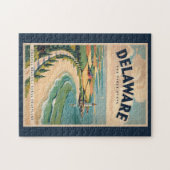 Delaware Vuurtoren Illustratie Reis Kunst Retro Legpuzzel (Horizontaal)