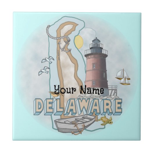 Delaware-vuurtoren-tegel Tegeltje (Voorkant)