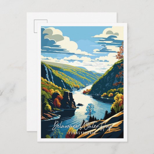 Delaware Water Gap vintage reisillustratie Briefkaart (Voorkant / Achterkant)