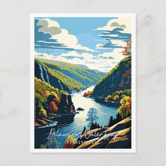 Delaware Water Gap vintage reisillustratie Briefkaart (Voorkant)