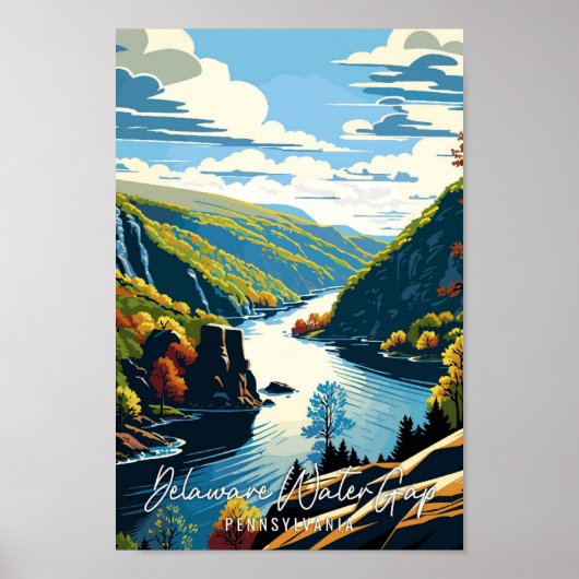Delaware Water Gap vintage reisillustratie Poster (Voorkant)