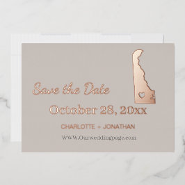 Delaware Wedding Save the Date Roos Gold Folie Uitnodiging