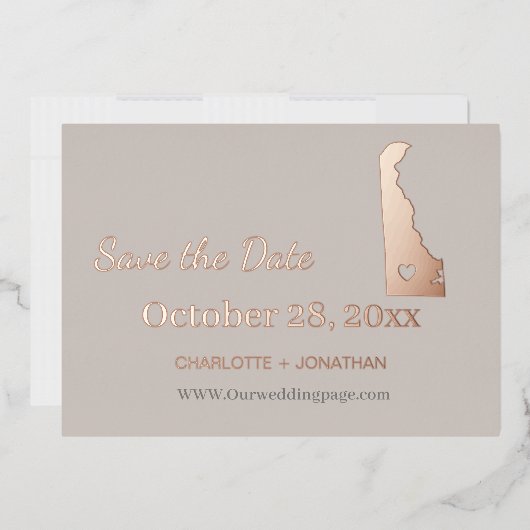 Delaware Wedding Save the Date Roos Gold Folie Uitnodiging (Envelop)