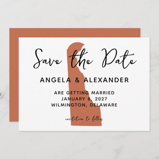 Delaware Wedding Terracotta Save The Date (Voorkant / Achterkant)