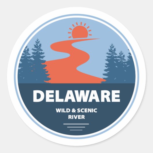 Delaware Wild en Schilderachtig rivier Ronde Sticker (Voorkant)
