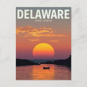 Delaware Zonsondergang Minimalistische Boot Reis K Briefkaart