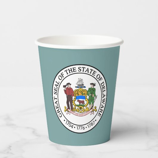Delawarean Flag & Seal, Delaware Papieren Bekers (Achterkant)