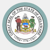 Delawarean Seal, Delaware Ronde Sticker (Voorkant)