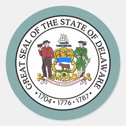 Delawarean Seal, Delaware Ronde Sticker (Voorkant)
