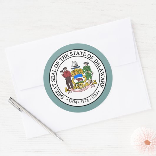 Delawarean Seal, Delaware Ronde Sticker (Envelop)