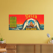 Delca Brand Salmon Label - Rood Canvas Afdruk (Insitu (Woonkamer))