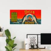 Delca Brand Salmon Label - Rood Poster (Thuiskantoor)