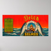 Delca Brand Salmon Label - Rood Poster (Voorkant)