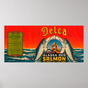 Delca Brand Salmon Label - Rood Poster