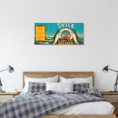Delca merk Salmon Label - blauw Canvas Afdruk (Insitu (Slaapkamer))