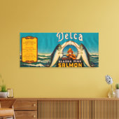 Delca merk Salmon Label - blauw Canvas Afdruk (Insitu (Woonkamer))