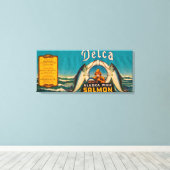 Delca merk Salmon Label - blauw Canvas Afdruk (Insitu (Houten vloer))