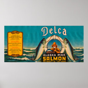 Delca merk Salmon Label - blauw Poster