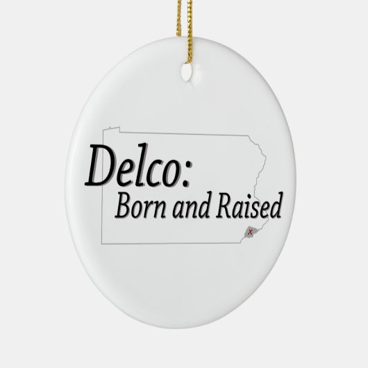 Delco Born en Raised Keramisch Ornament (Rechts)