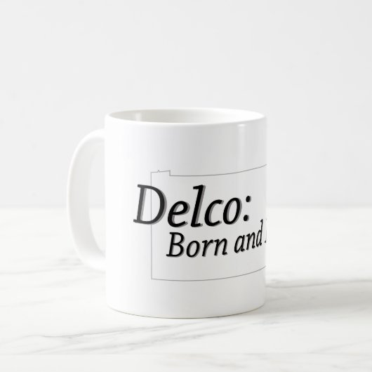 Delco Born en Raised Koffiemok (Voorkant links)