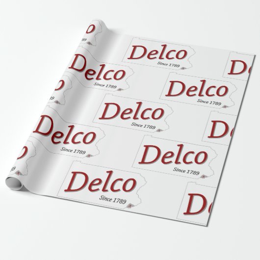 Delco sinds 1789 rood zwart en grijs cadeaupapier (Uitgerold)