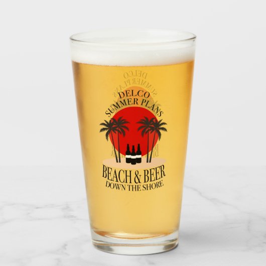 Delco Summer plant strand en bier langs de kust Glas (Voorkant gevuld)