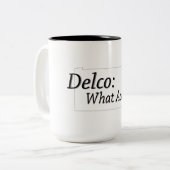 Delco - Wat voor ongeluk? Tweekleurige Koffiemok (Voorkant links)