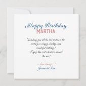 DELECATE BLAUW & ROZE BLOEMEN VERJAARDAG KAART (Achterkant)