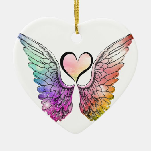 Delen - Angel Wings en Heart Keramisch Ornament (Voorkant)
