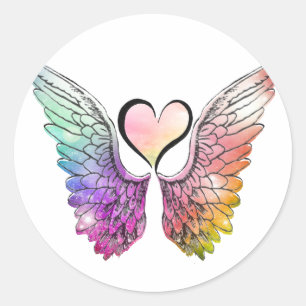 Delen - Angel Wings en Heart Ronde Sticker