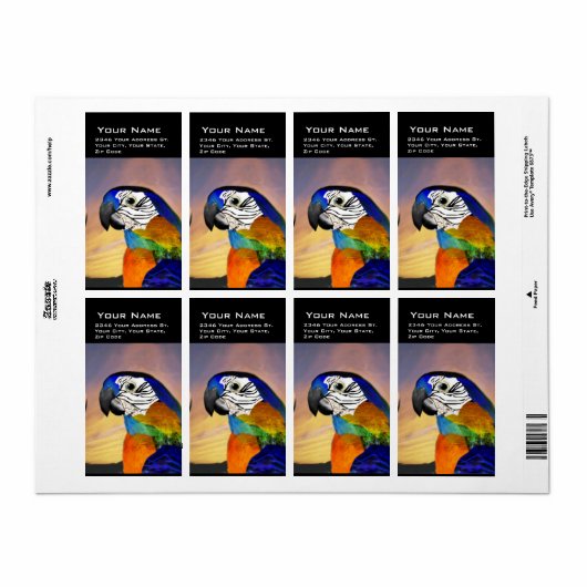 DELEN/BLAUWE ARA ETIKET (Full Sheet)