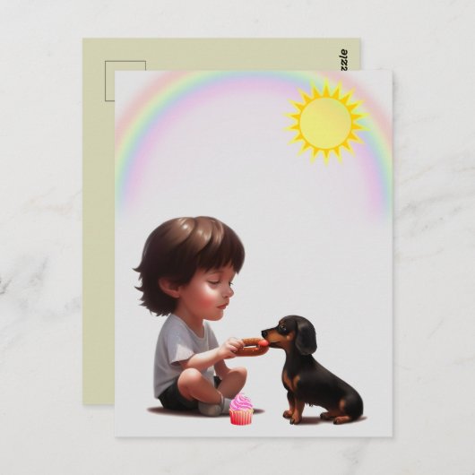 Delen is Caring Dachshund Briefkaart (Voorkant / Achterkant)