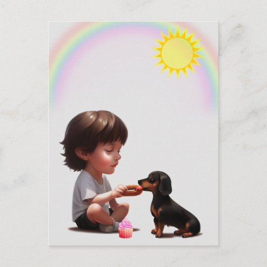 Delen is Caring Dachshund Briefkaart (Voorkant)