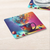 Delen van glas, van muziekpapier kartonnen onderzetters (Schuin)