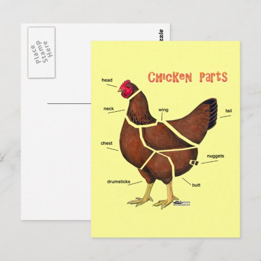 Delen van kippen briefkaart (Voorkant / Achterkant)