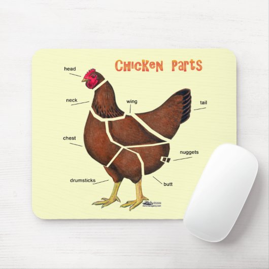 Delen van kippen muismat (Met muis)