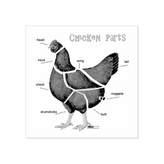 Delen van kippen rubberstempel (Afrduk)