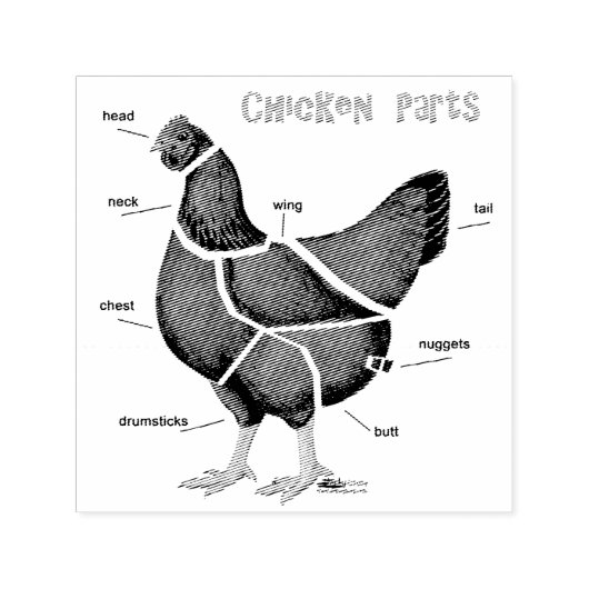 Delen van kippen  zelfinktende stempel (Design)