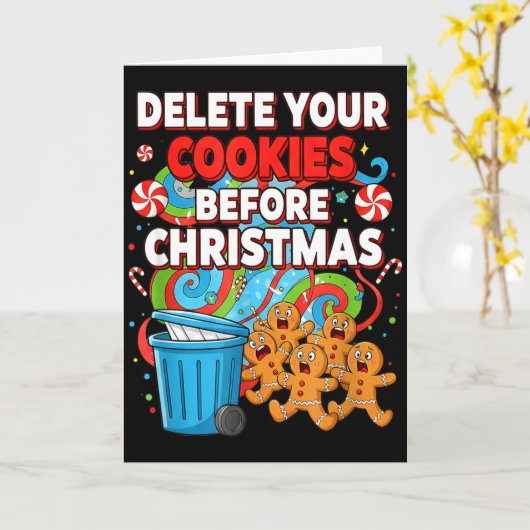 Delete Cookies Funny Christmas Cookie  Kaart (Gele Bloem)