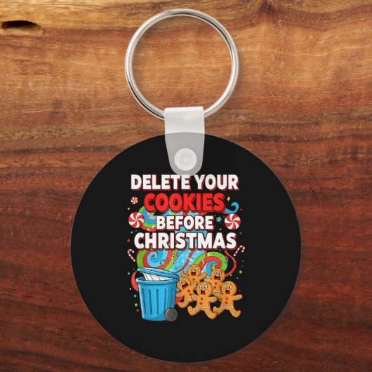 Delete Cookies Funny Christmas Cookie  Sleutelhanger (Voorkant)