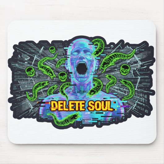 Delete Soul – Cyberpunk Glitch Horror Muismat (Voorkant)