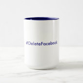 #DeleteFacebook 15 oz. Mok (marineblauw en wit) (Midden)