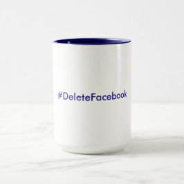 #DeleteFacebook 15 oz. Mok (marineblauw en wit)