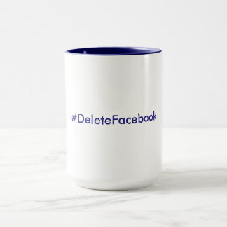 #DeleteFacebook 15 oz. Mok (marineblauw en wit)