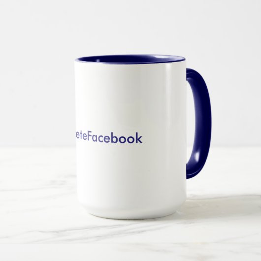 #DeleteFacebook 15 oz. Mok (marineblauw en wit) (Voorkant rechts)