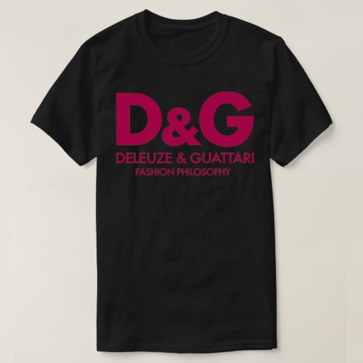 Deleuze Guattari Mode Philosophy Magenta T-shirt (Design voorkant)