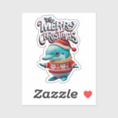 Delfin Navidad "Merry Christmas" Sticker (Vel)