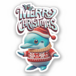 Delfin Navidad "Merry Christmas" Sticker