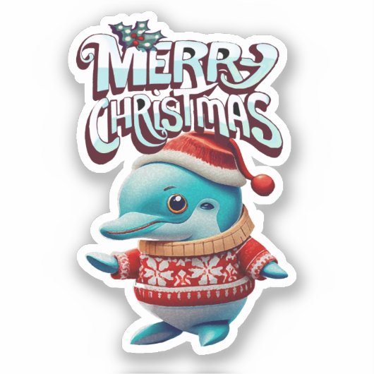 Delfin Navidad "Merry Christmas" Sticker (Voorkant)