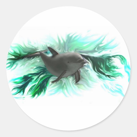 Delfinbaby Ronde Sticker (Voorkant)